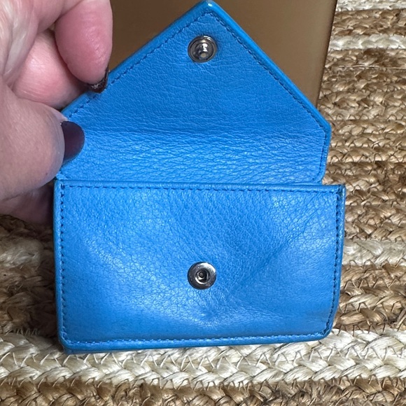 Balenciaga Vibrant Azure Leather Card Mini Wallet - Picture 3 of 11